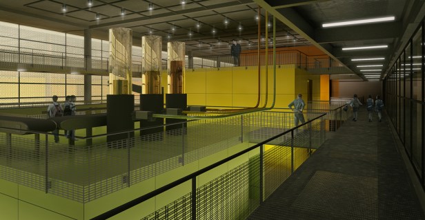 Vista da Área de Exposições, a partir da passarela do nível intermediário (N654) Vista da Área de Exposições, a partir da passarela do nível intermediário (N654)