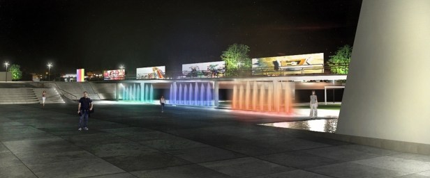 Vista da passarela e da linha d'água