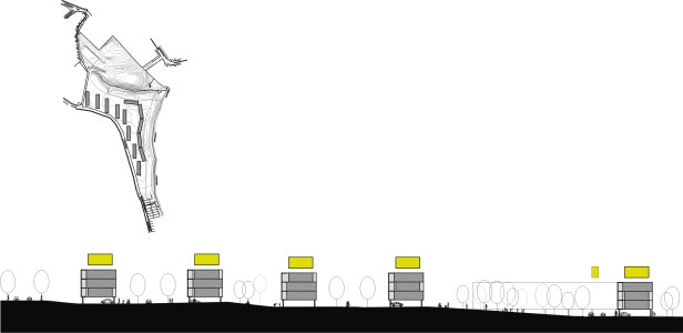 Exemplo de implantação em terreno de pequena inclinação